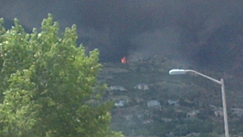 The view from my window as the fire entered the city.